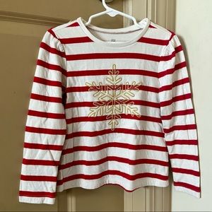 GAP Long Sleeve Snowflake Stripped Tee
